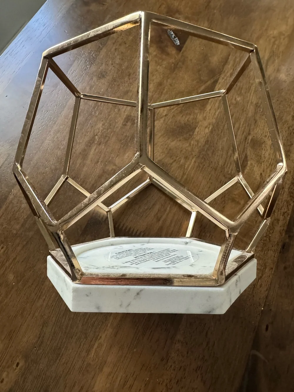 Bath & Body Works Gold Geometric Candle Holder with White Marble Style Base